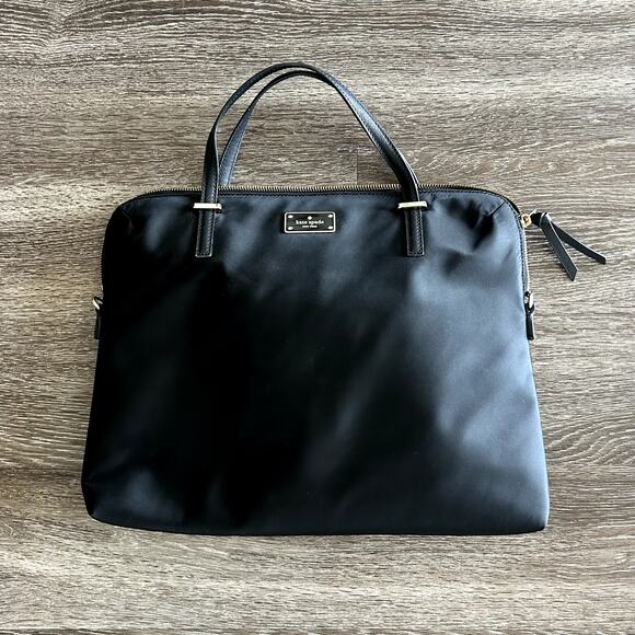EUC Kate Spade New York Wilson Road Daveney Black Nylon Laptop Bag Briefcase - Picture 6 of 12